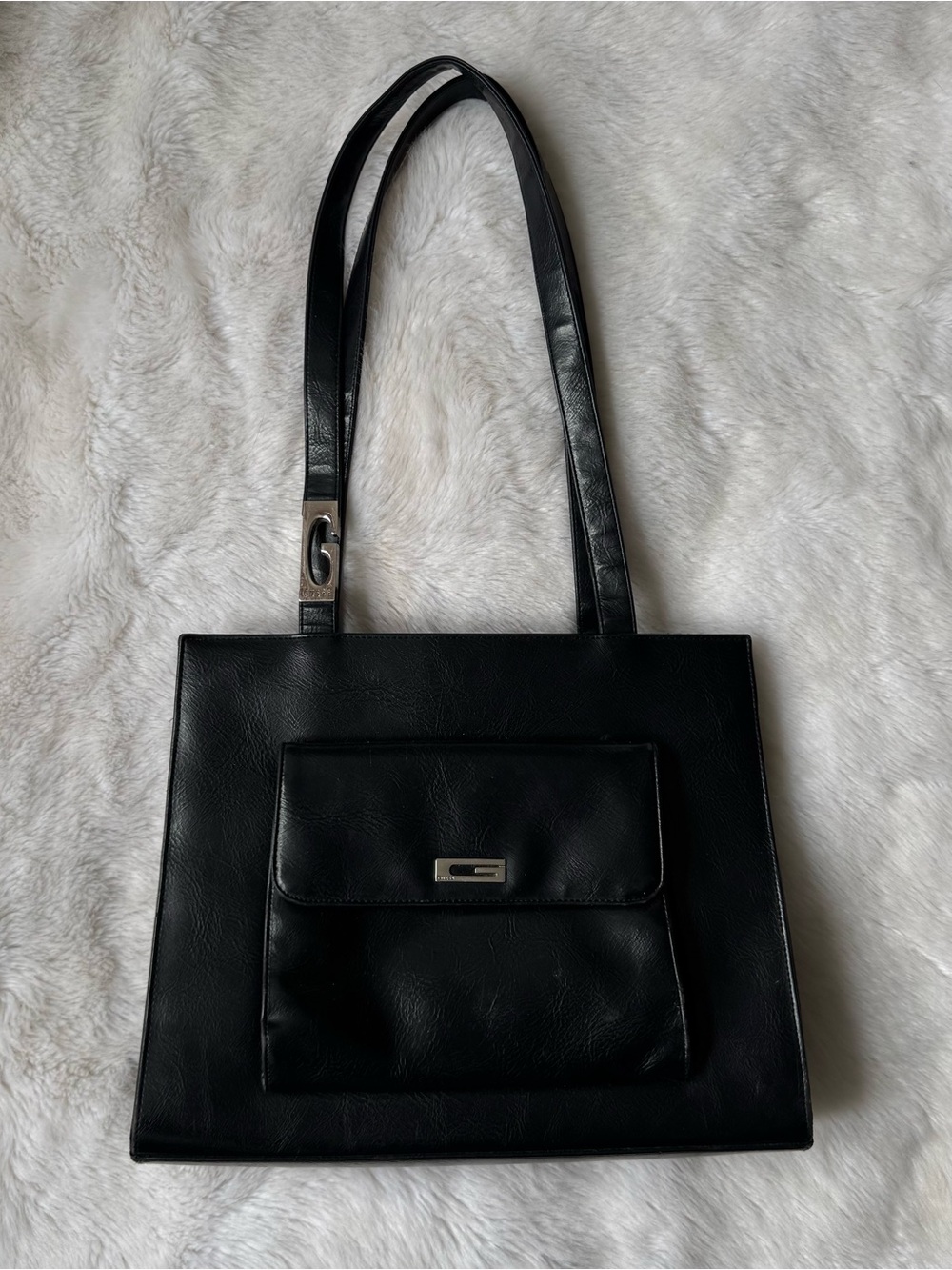Black Leather Shoulder Tote